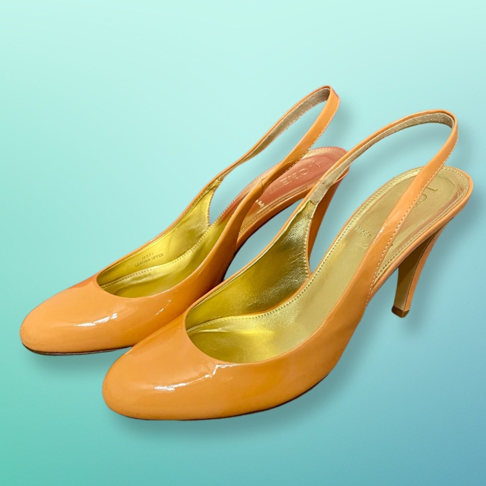 J. Crew Coral Patent Leather Sling-Back heels Sz 7.5